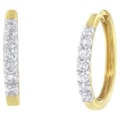 10K Yellow Gold 1/2 Carat Diamond Hoop Earrings