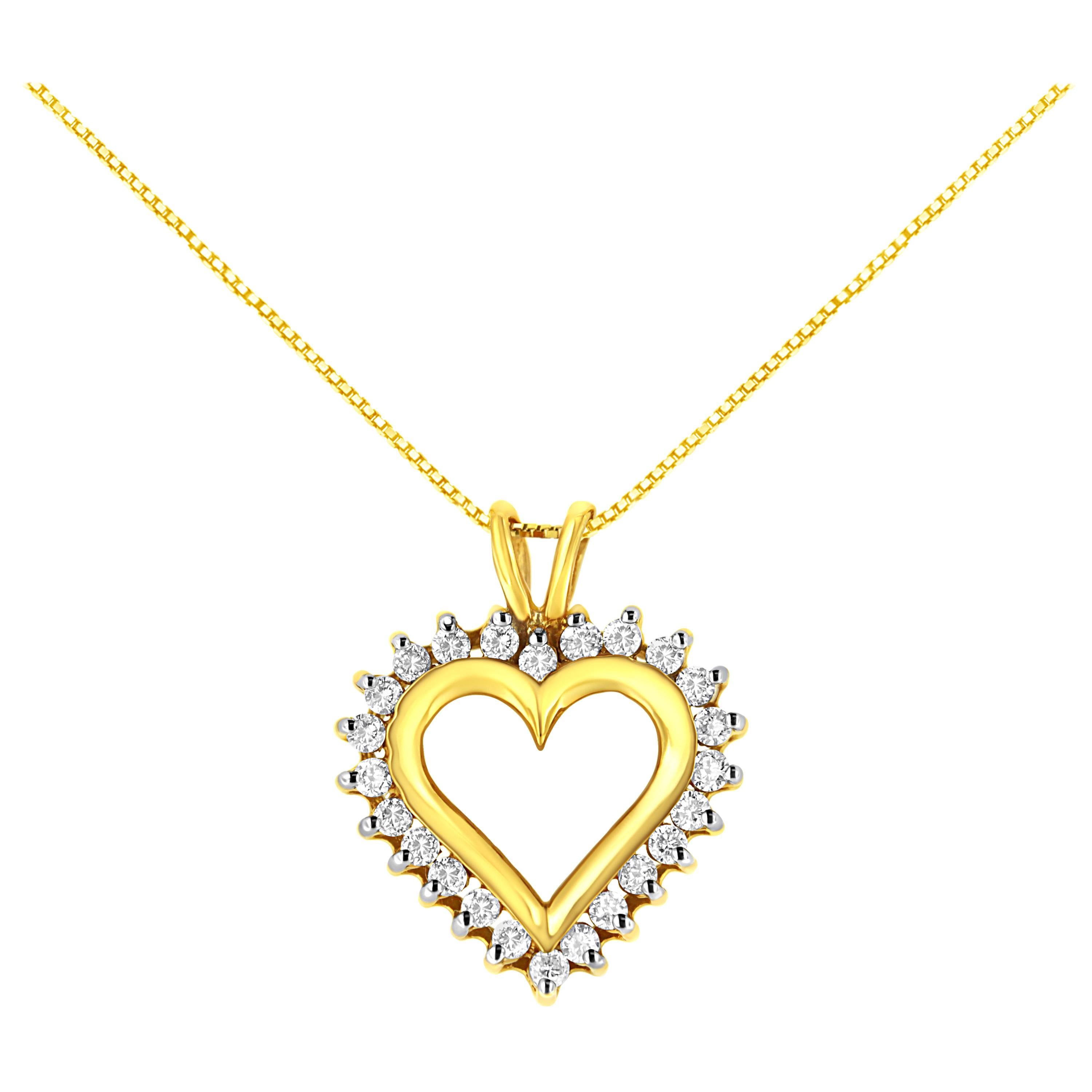 Ciondolo a cuore aperto in oro giallo 10K con diamante da 1/2 carato
