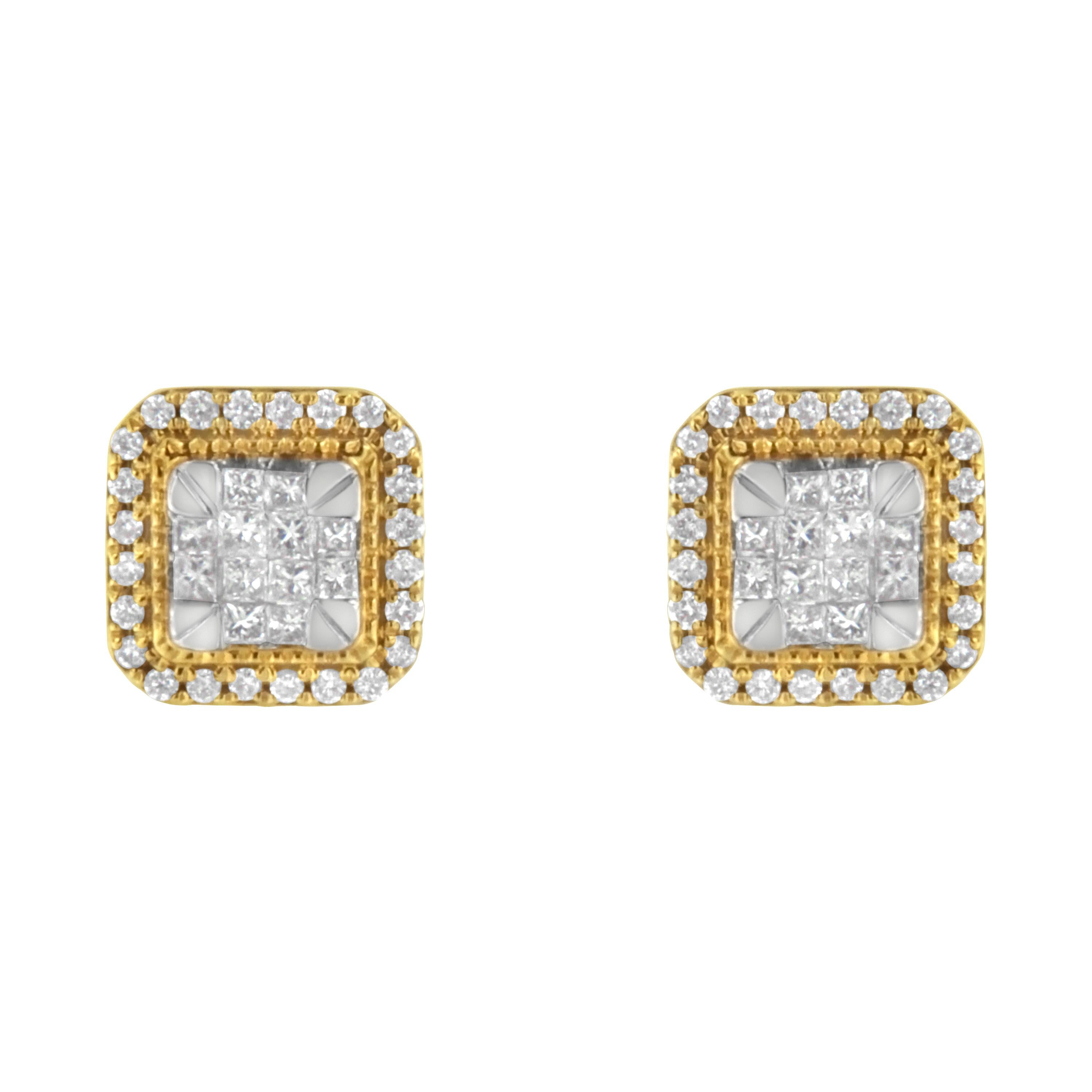 10k yellow gold diamond stud earrings