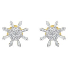 Orecchini con diamanti tondi e baguette in oro giallo 10K da 1/2 carato