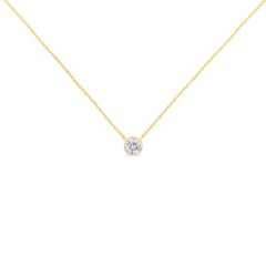 10K Yellow Gold 1/2 Cttw Bezel-Set Diamond Solitaire Pendant Necklace