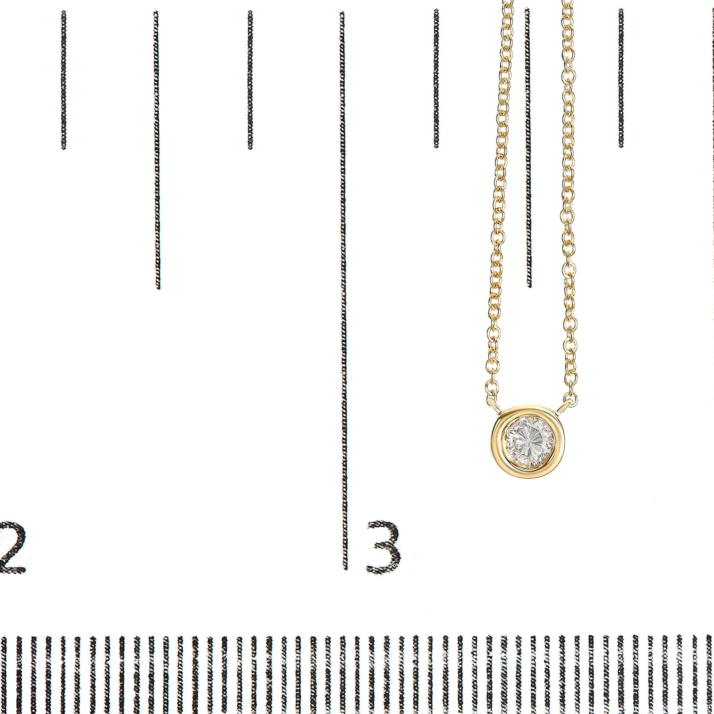 10K Yellow Gold 1/2 Cttw Brilliant-Cut Diamond Modern Solitaire Pendant Necklace In New Condition For Sale In New York, NY