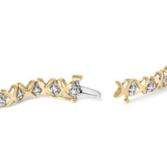 10K Gelbgold 1/2 Cttw Diamant abwechselnd X-Link-Armband