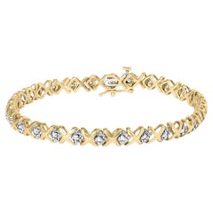 10K Yellow Gold 1/2 Cttw Diamond Alternating X-Link Bracelet