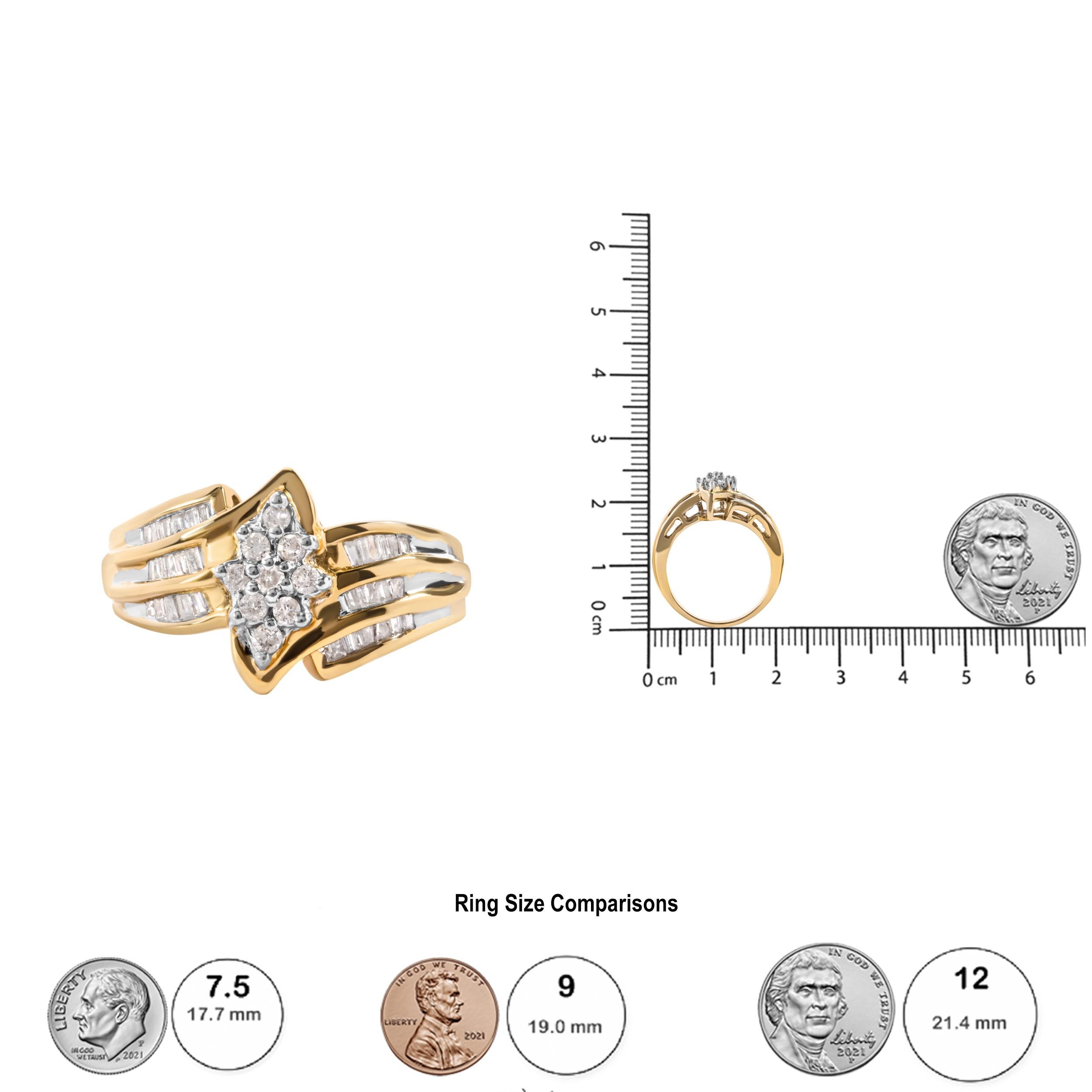 Bague à tige en or jaune 10 carats sertie d'une tête en grappe de diamants 1/2 carat Neuf - En vente à New York, NY