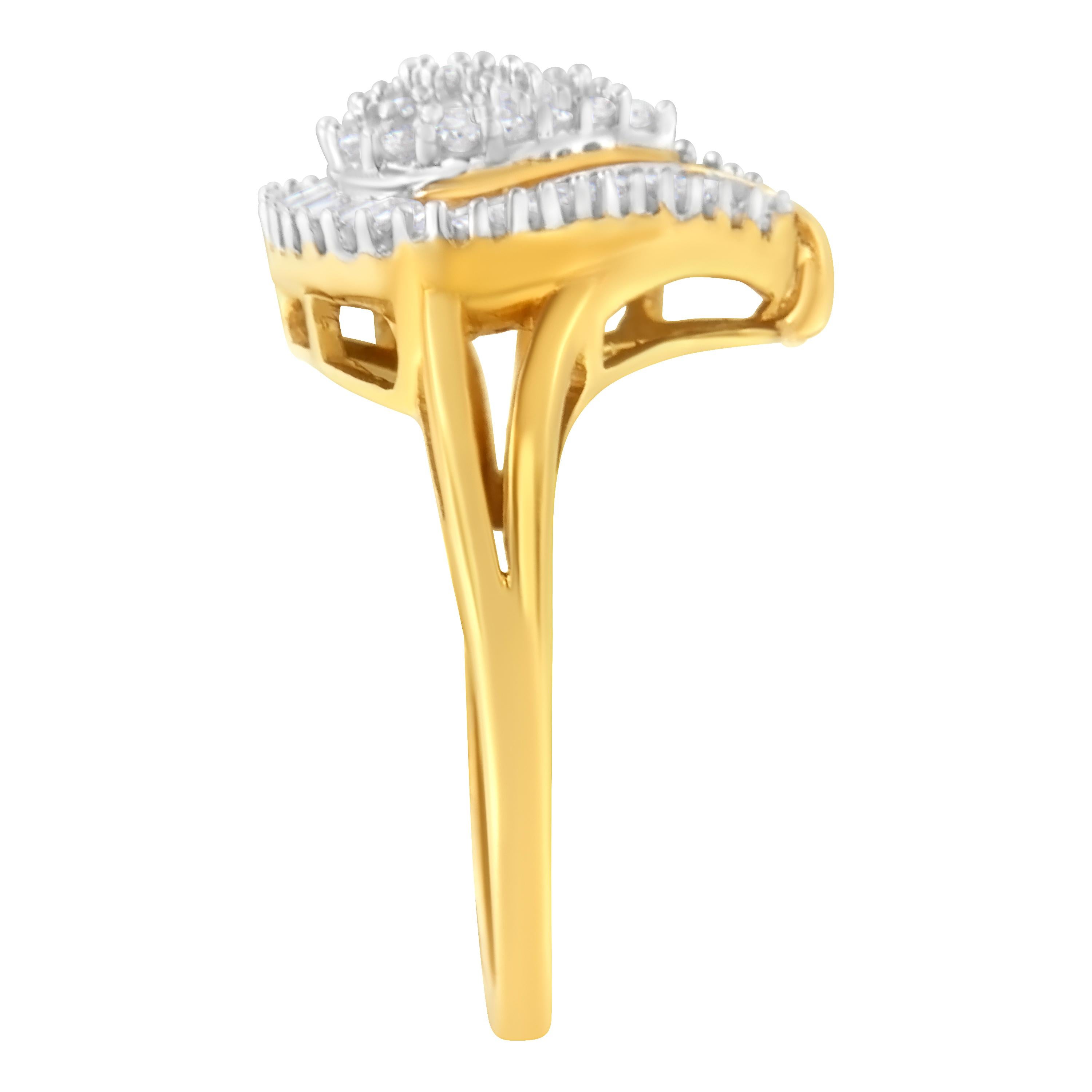 Anello a grappolo di diamanti in oro giallo 10K da 1/2 Cttw (colore I-J, purezza I1-I2) In condizioni Nuovo a New York, NY