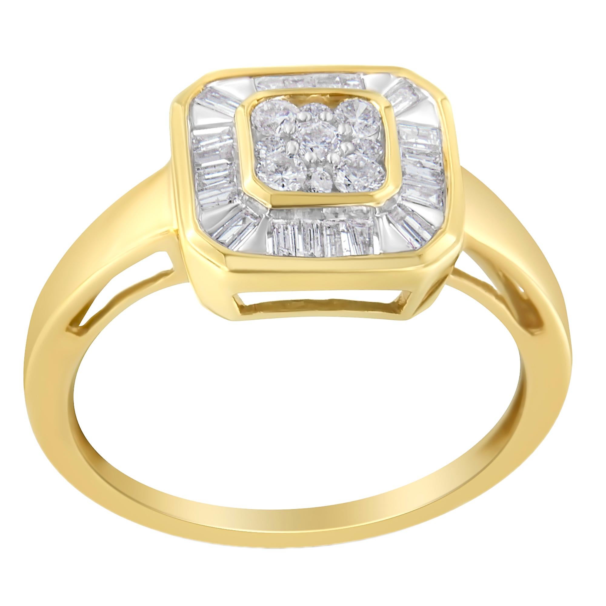 Modern 10K Yellow Gold 1/2 Cttw Diamond Cocktail Ring (I-J Color, SI2-I1 Clarity) -