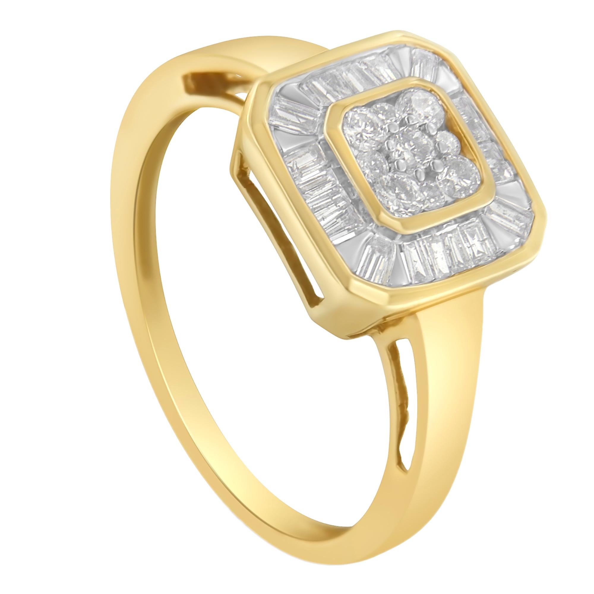 Round Cut 10K Yellow Gold 1/2 Cttw Diamond Cocktail Ring (I-J Color, SI2-I1 Clarity) -