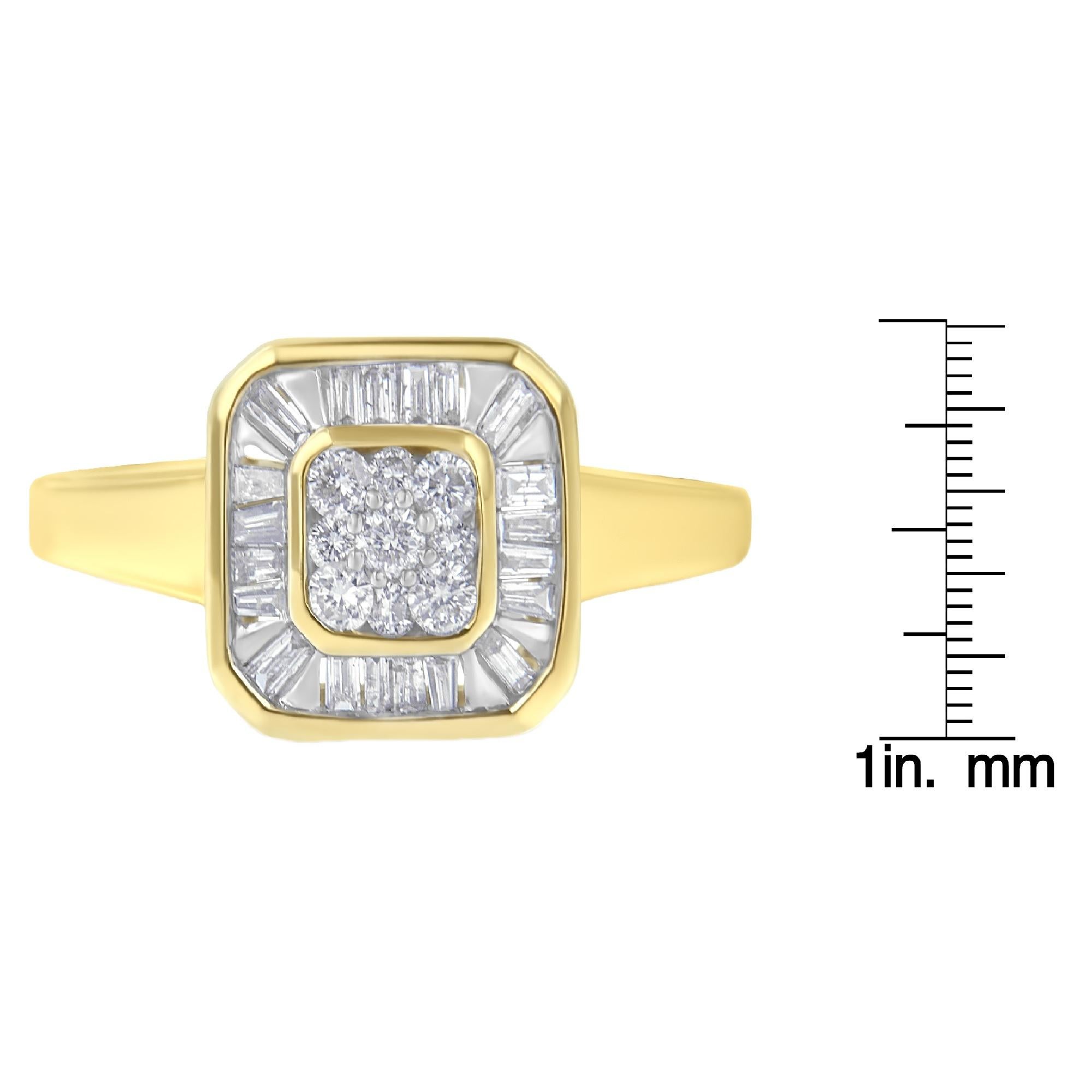 10K Yellow Gold 1/2 Cttw Diamond Cocktail Ring (I-J Color, SI2-I1 Clarity) - In New Condition In New York, NY