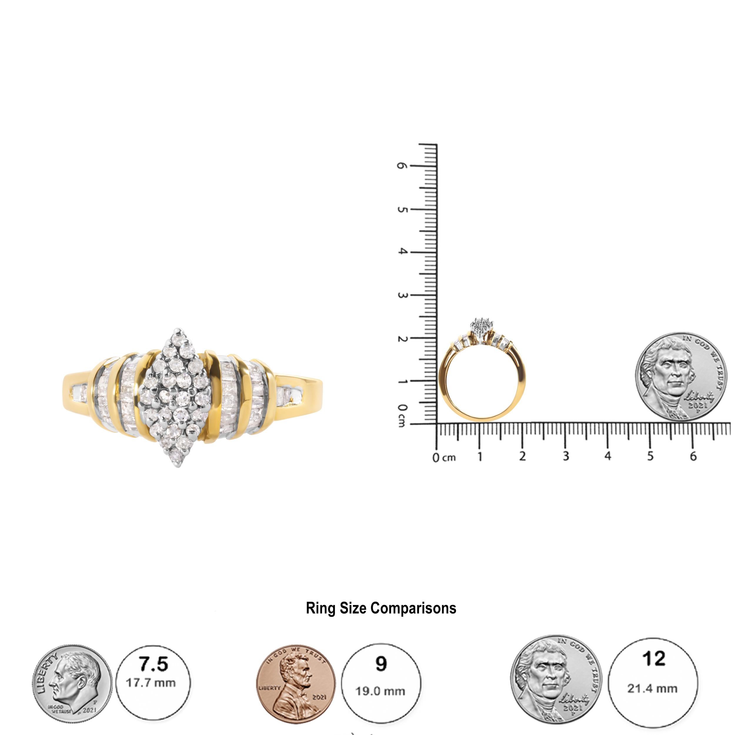 Anello in oro giallo 10K con testa a forma di pera e gambo a più file con diamante da 1/2 Cttw In condizioni Nuovo in vendita a New York, NY