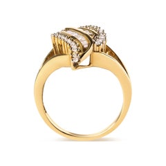 10K Yellow Gold 1/2 Cttw Round and Baguette Cut Diamond Cocktail Ring