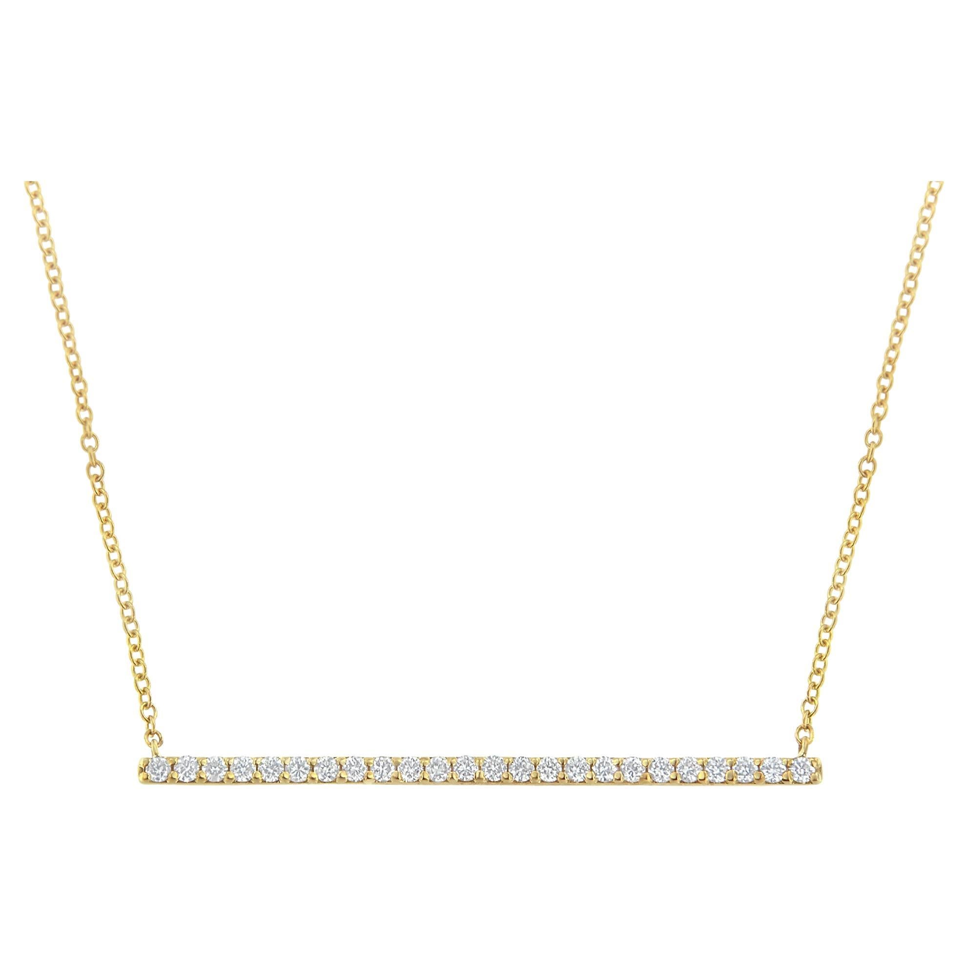 10K Yellow Gold 1/3 Carat Diamond Bar Pendant Necklace