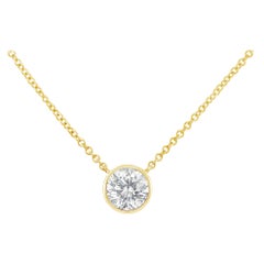 10k Yellow Gold 1/3 Carat Diamond Bezel-Set Solitaire Pendant Necklace