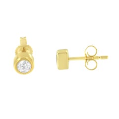 10K Yellow Gold 1/3 Carat Diamond Bezel Stud Earrings