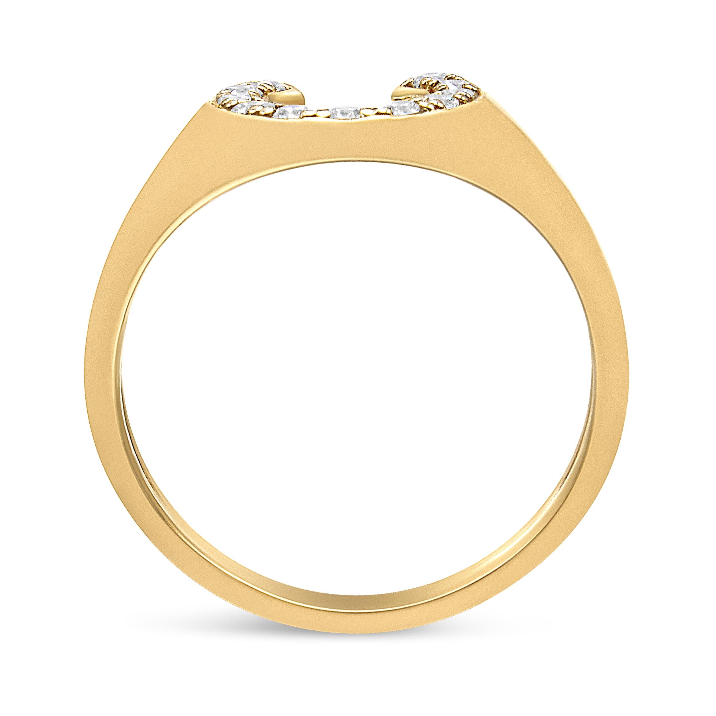 Contemporary 10K Yellow Gold 1/3 Carat Round-Cut Diamond Men's Horseshoe Ring