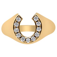 10K Yellow Gold 1/3 Carat Round-Cut Diamond Men's Horseshoe Ring