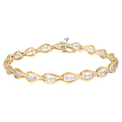 10K Gelbgold 1/3 Cttw Diamant 3 Stein Tropfendesign Gliederarmband