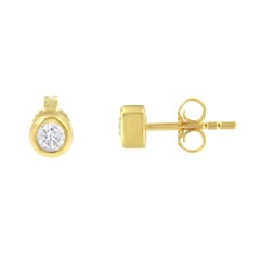 10K Yellow Gold 1/4 Carat Diamond Bezel Stud Earrings