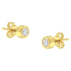 10K Yellow Gold 1/4 Carat Diamond Bezel Stud Earrings