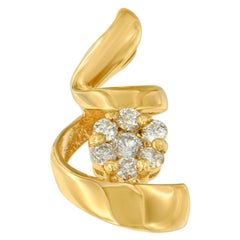 10K Yellow Gold 1/4 Carat Diamond Spiral Pendant Necklace