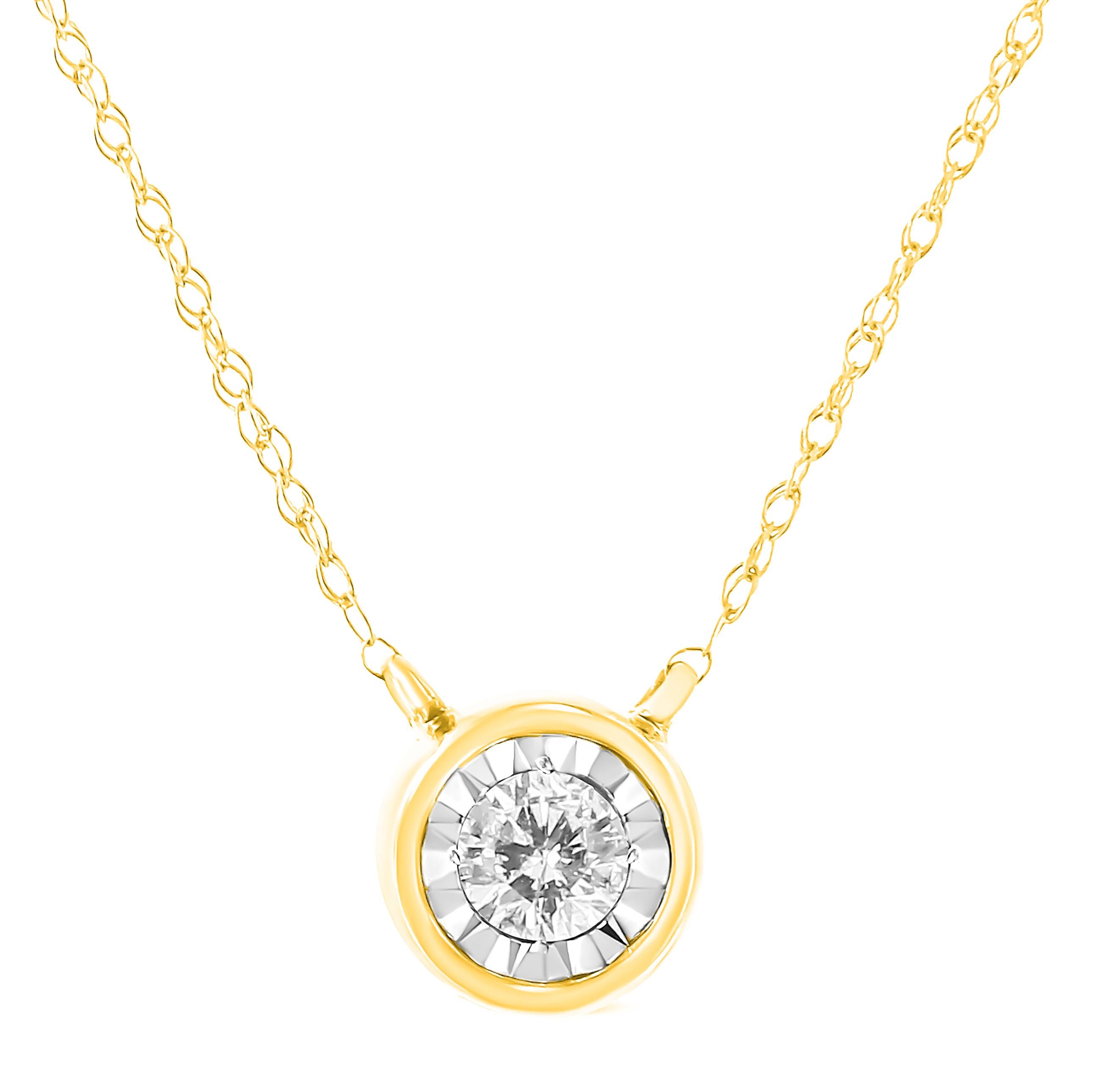 This understated yet dazzling diamond-forward piece the perfect way to highlight every big occasion, transition, and personal achievement in your life. This exquisitely simple design features your choice of either 1/5 or 1/4 cttw round brilliant cut