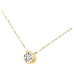 10K Yellow Gold 1/4 Carat Round-Cut Diamond Modern Solitaire Pendant Necklace