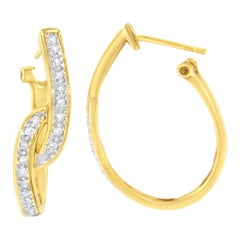 10K Yellow Gold 1/4 Carat S-Curve Diamond Huggy Hoop Earrings