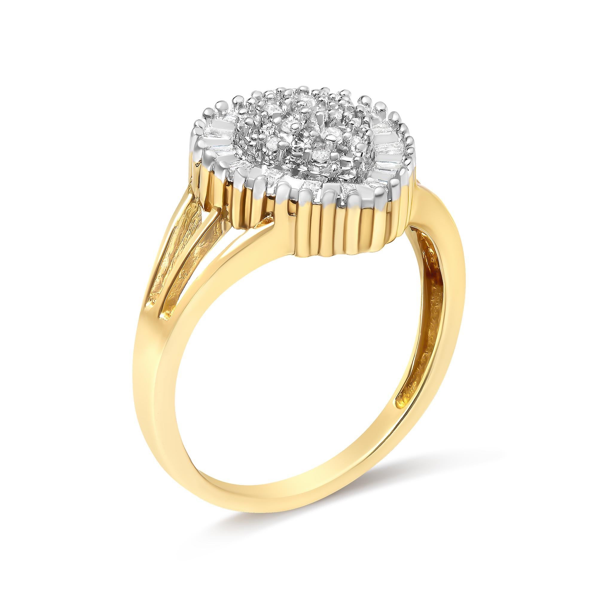 10K Gelbgold 1/4 Cttw Diamant Cocktail Ring (Moderne) im Angebot