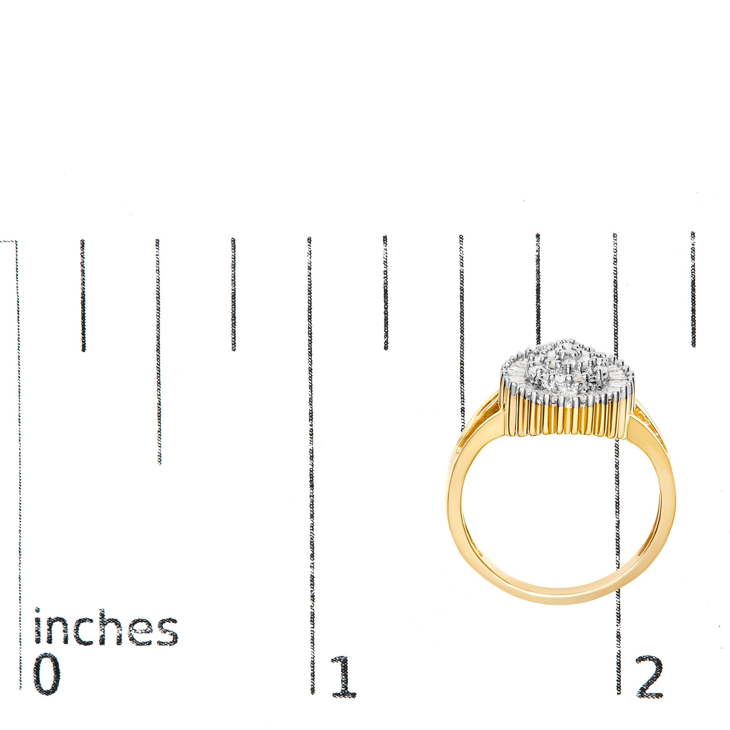 10K Gelbgold 1/4 Cttw Diamant Cocktail Ring Damen im Angebot