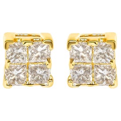 10K Yellow Gold 1/4 cttw Princess Cut Diamond Stud Earring