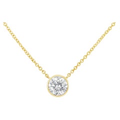 10K Yellow Gold 1/5 Carat Bezel-Set Diamond Solitaire Pendant Necklace