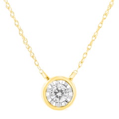 10K Yellow Gold 1/5 Carat Round-Cut Diamond Modern Solitaire Pendant Necklace
