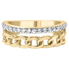 10K Yellow Gold 1/5 Cttw Diamond Cuban Link Ring Band
