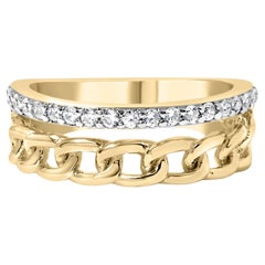 10K Gelbgold 1/5 Cttw Diamond Cuban Link Ring Band - Größe 6
