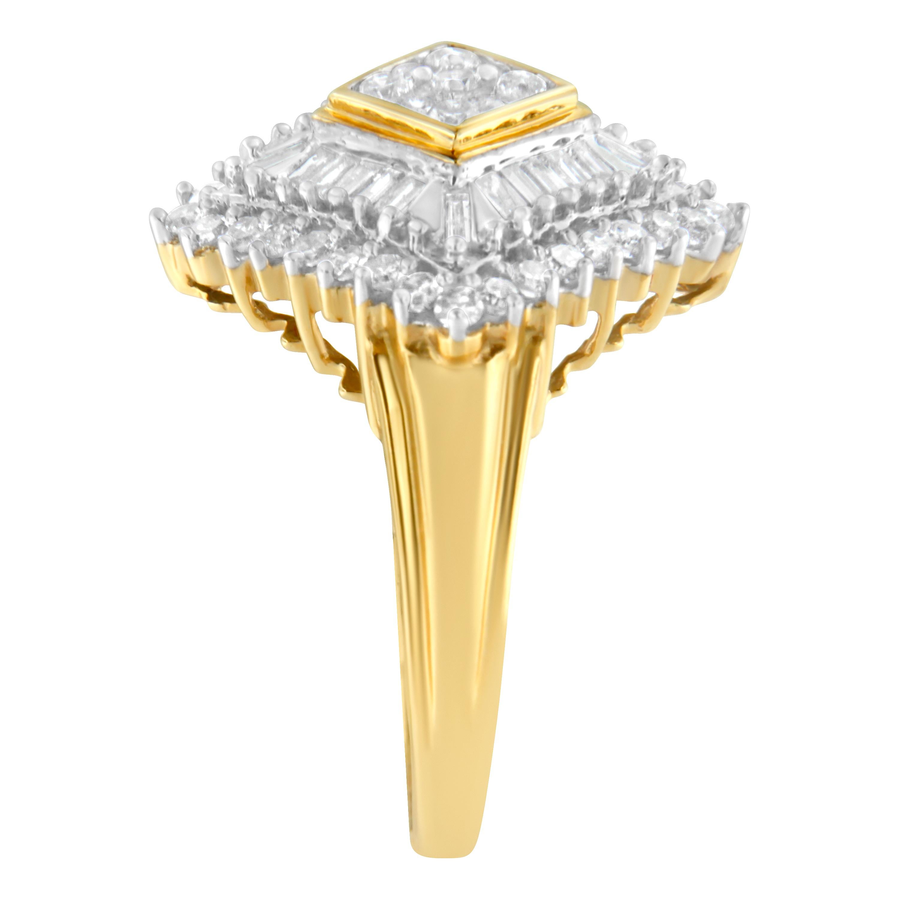 Anello Ballerina in oro giallo 10K con diamante da 1 Cttw (colore I-J, purezza I1-I2) - In condizioni Nuovo in vendita a New York, NY