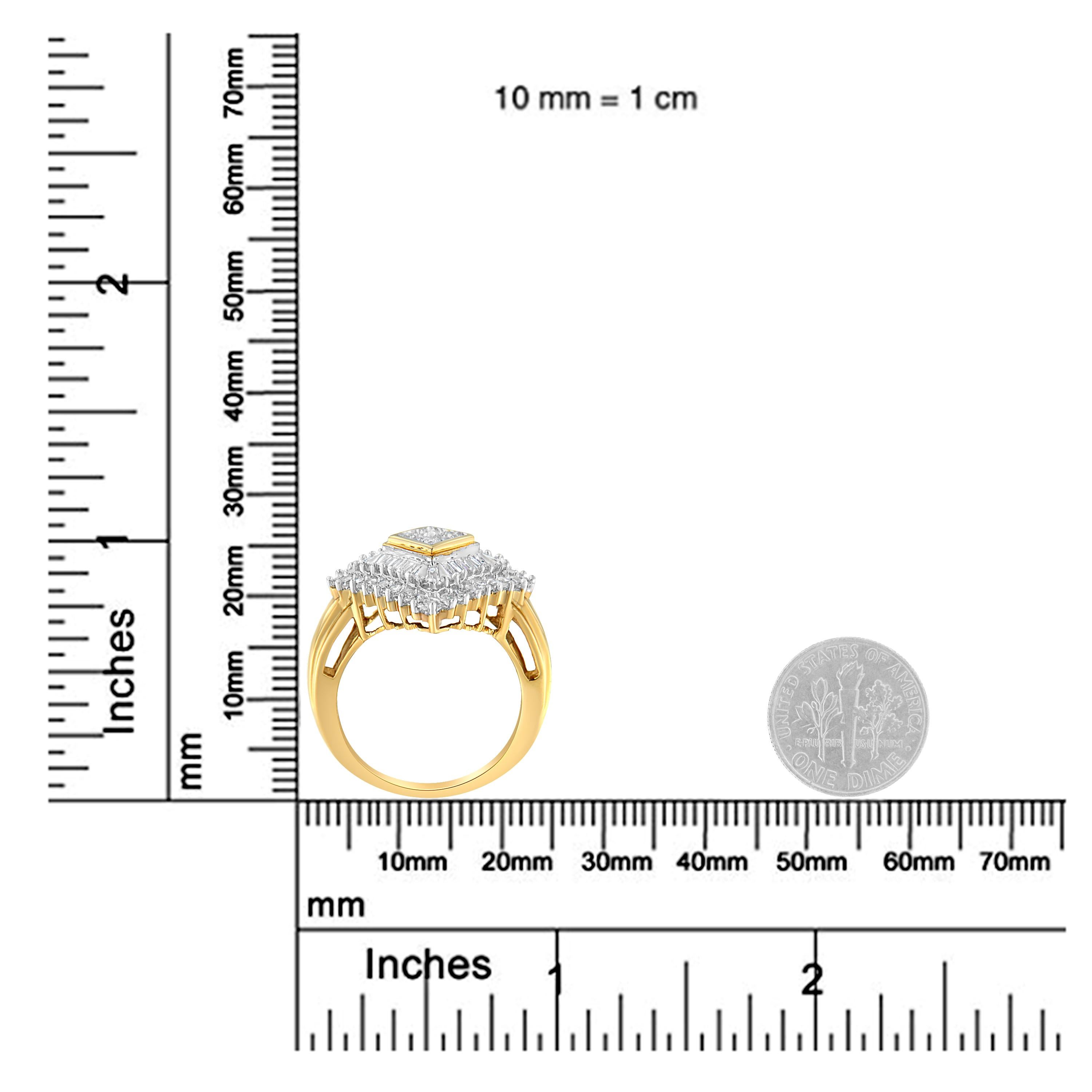 Donna Anello Ballerina in oro giallo 10K con diamante da 1 Cttw (colore I-J, purezza I1-I2) - in vendita