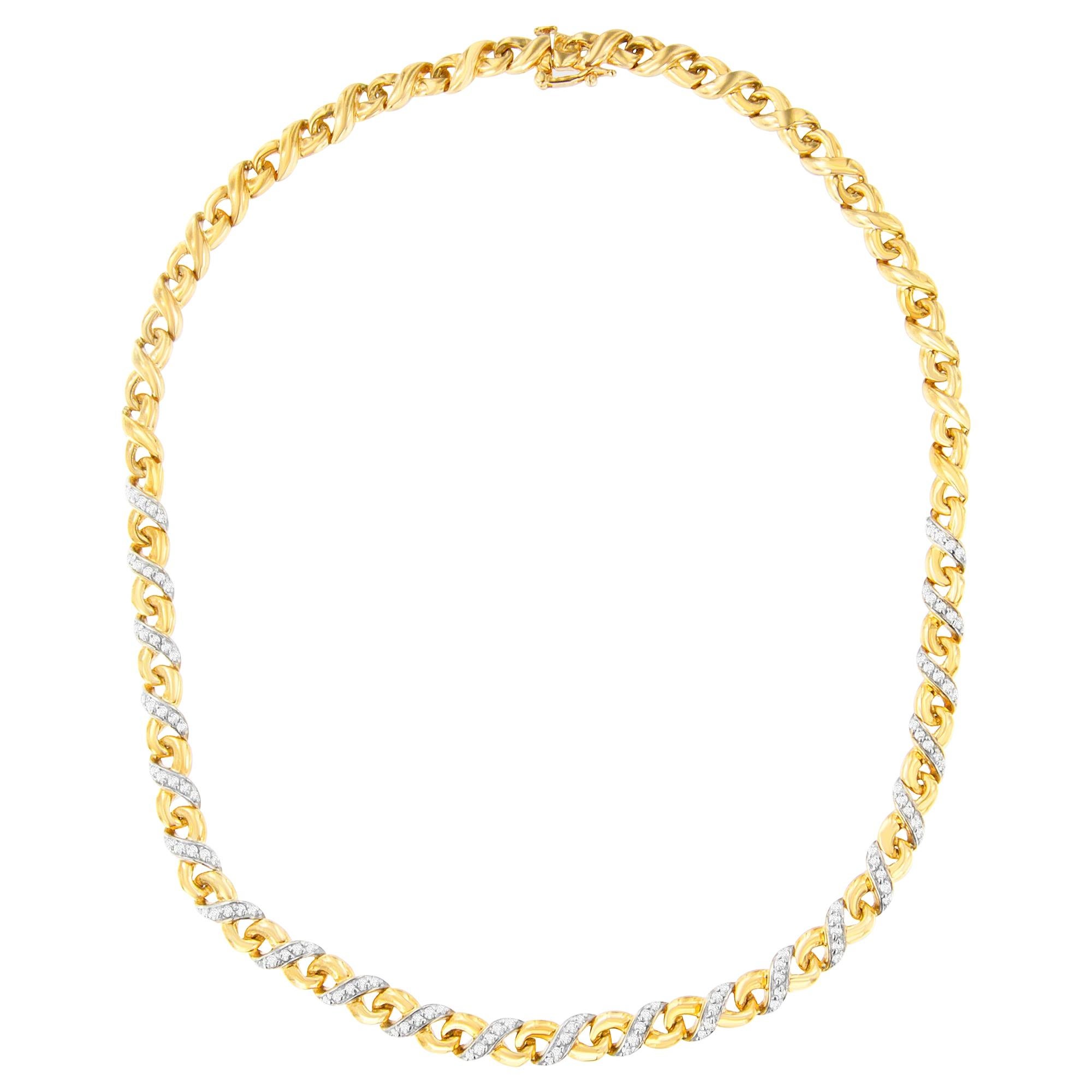 10k Yellow Gold 1 Cttw Diamond Riviera Statement Pendant Necklace'J-K, I2-I3'