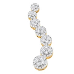 Collar Colgante Círculo Viaje Diamante Corte Redondo Oro Amarillo 10k 1 Cttw