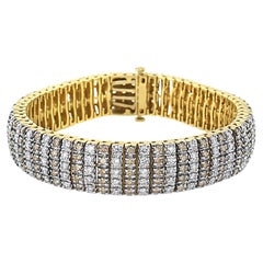 10K Yellow Gold 10 1/3 Carat Coco and White Diamond 5-Row Tennis Bracelet