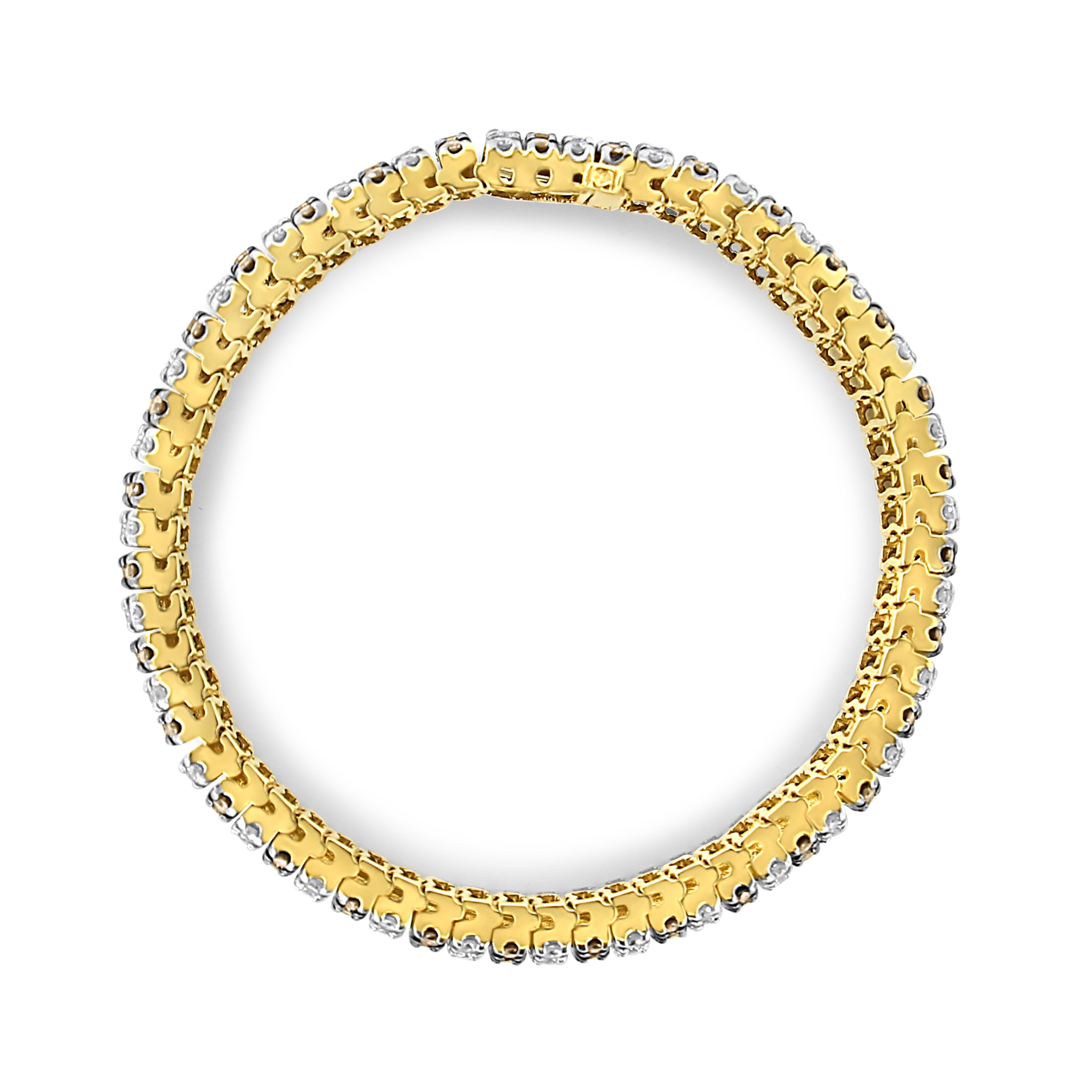Bracelet tennis à 5 rangées en or jaune 10 carats, diamants blancs et coquillage de couleur 10 1/3 carats Neuf - En vente à New York, NY
