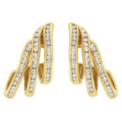10K Gelbgold 1,0 Karat Diamant Spiral Multi Row Creolen Ohrstecker