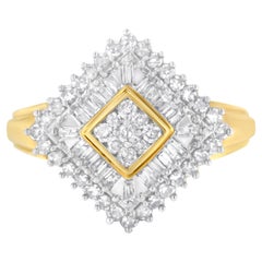 10K Yellow Gold 1.0 Carat Diamond Ballerina Ring