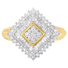 Bague ballerine en or jaune 10 carats avec diamant de 1,0 carat