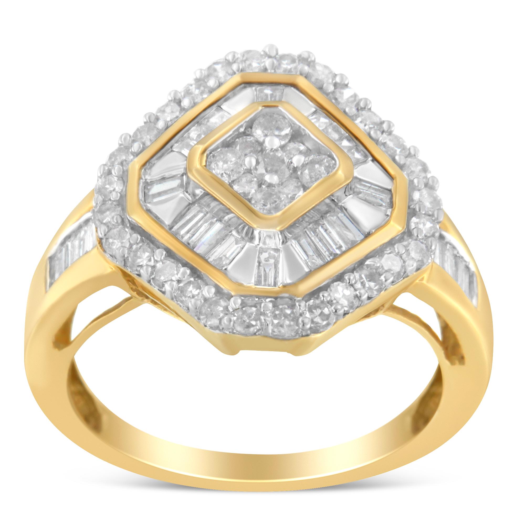 For Sale:  10K Yellow Gold 1.0 Carat Diamond Cocktail Ring 3