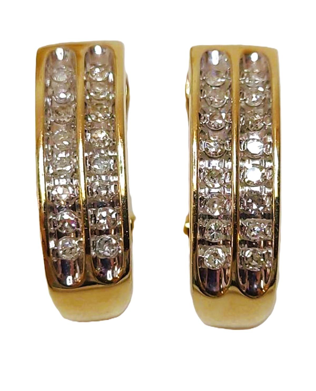 Boucles d'oreilles en or jaune 10k 1.0 carat diamant demi-rondelle Omega Backs Pour femmes en vente