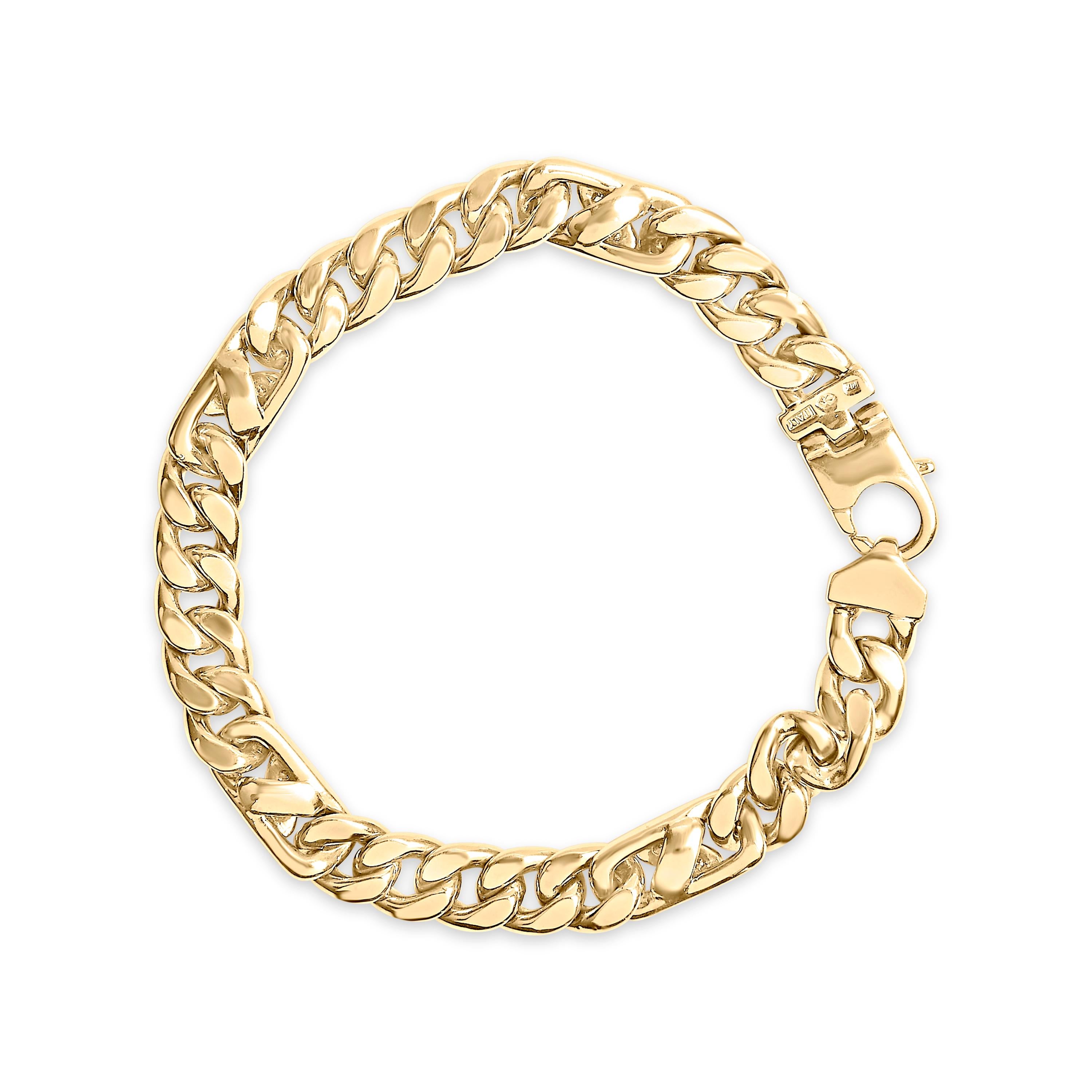 Moderne Bracelet à maillons cubains Miami en or jaune 10 carats avec diamants de 1,0 carat  - 8,5 pouces en vente