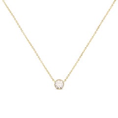 10K Yellow Gold 1.0 Carat Diamond Modern Bezel-Set Adjustable Pendant Necklace