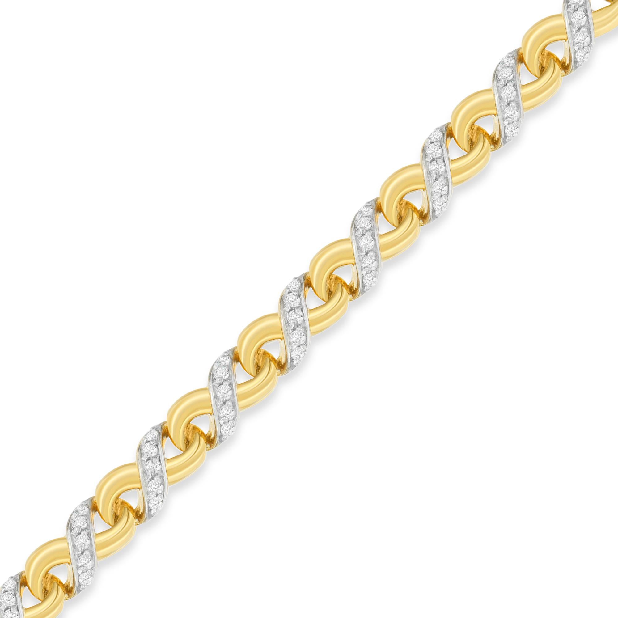 Contemporary 10K Yellow Gold 1.0 Carat Diamond Riviera Statement Pendant Necklace For Sale