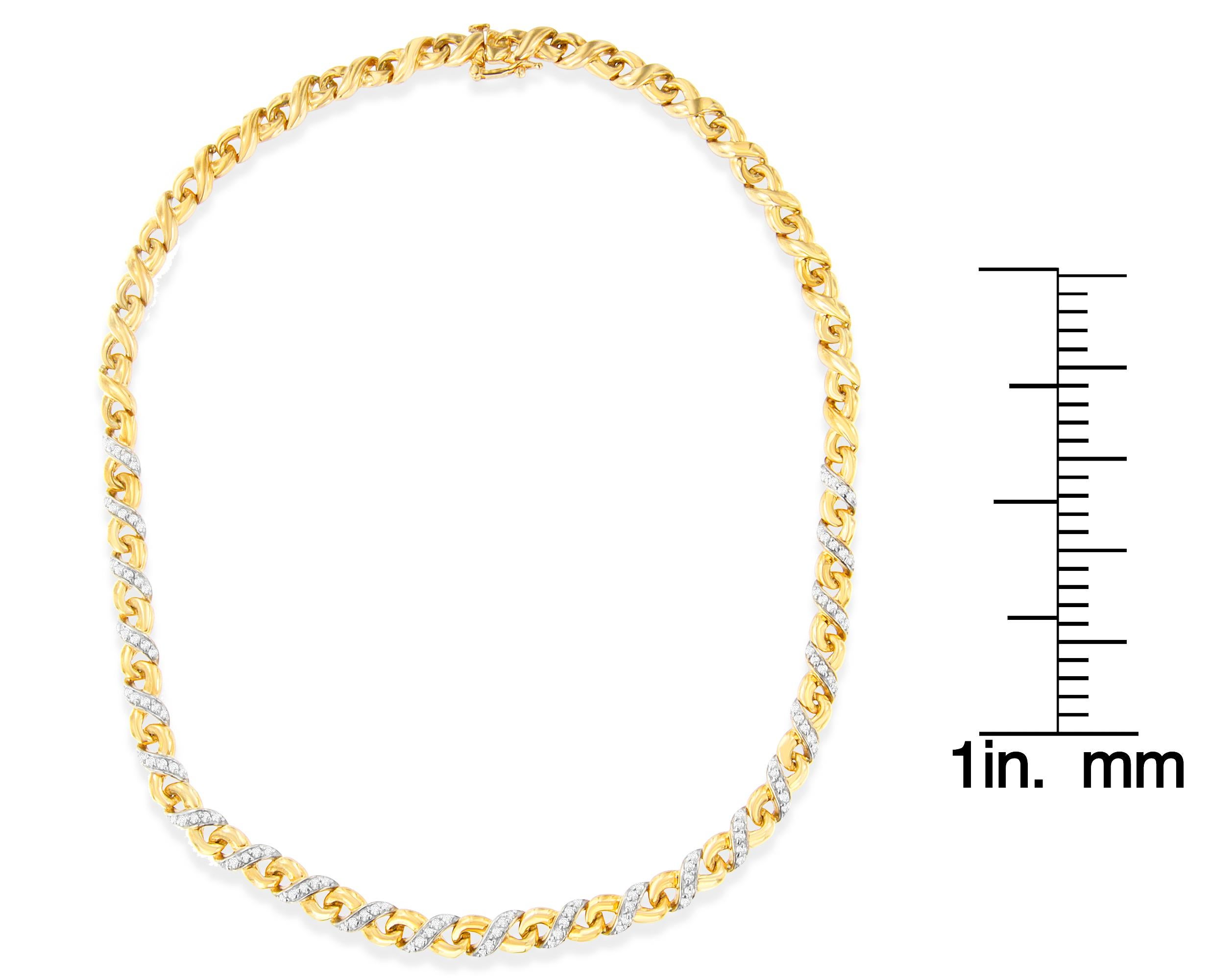 Round Cut 10K Yellow Gold 1.0 Carat Diamond Riviera Statement Pendant Necklace For Sale