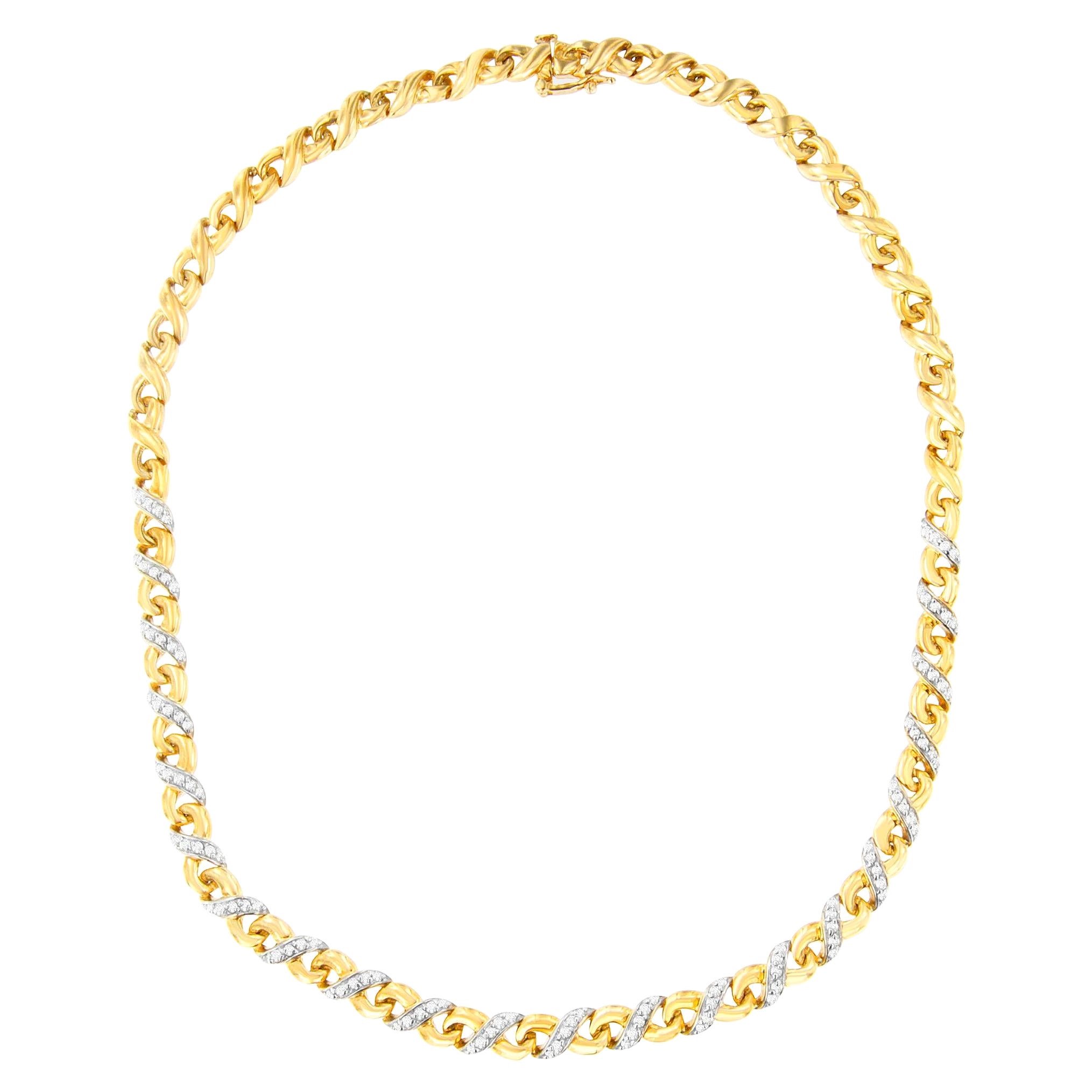 Collana con ciondolo Riviera in oro giallo 10K e diamanti da 1,0 carati in vendita